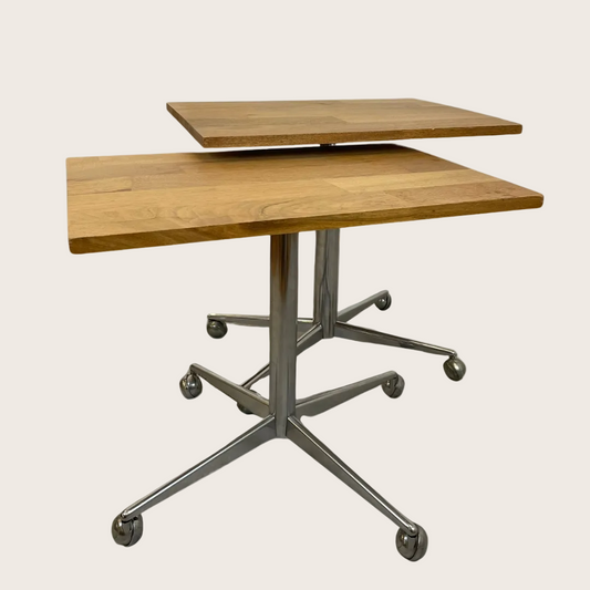 Verrijdbare Bijzettafels met Eiken Blad (Set van 2)