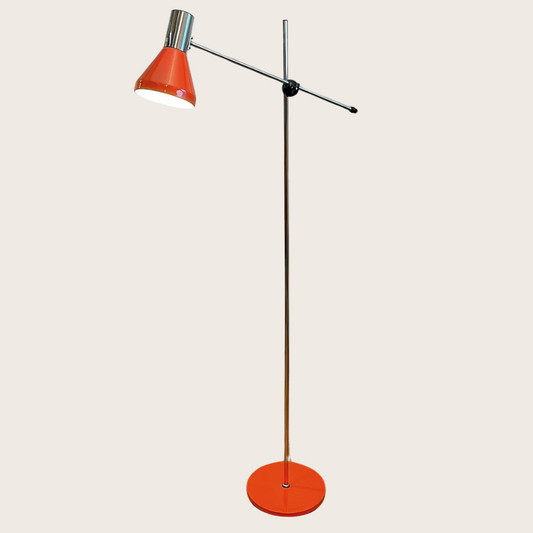 Vintage hengel vloerlamp in oranje/chroom – Gura Leuchten