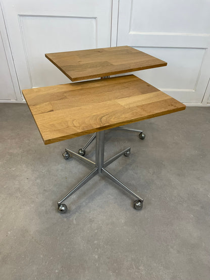 Verrijdbare Bijzettafels met Eiken Blad (Set van 2)