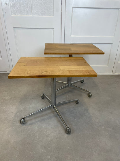 Verrijdbare Bijzettafels met Eiken Blad (Set van 2)