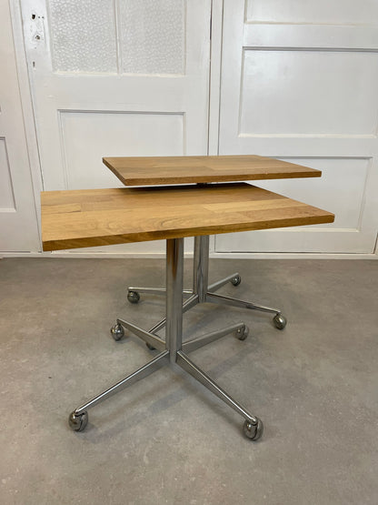 Verrijdbare Bijzettafels met Eiken Blad (Set van 2)