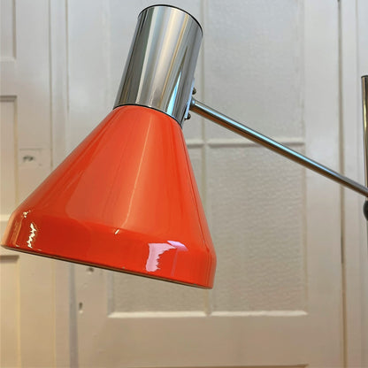 Vintage hengel vloerlamp in oranje/chroom – Gura Leuchten
