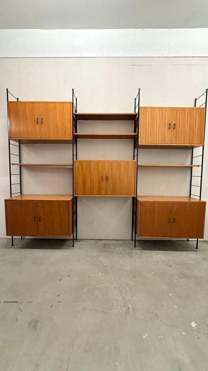 Vintage modulair wandmeubel in stijl van Nisse Strinning – 245 cm