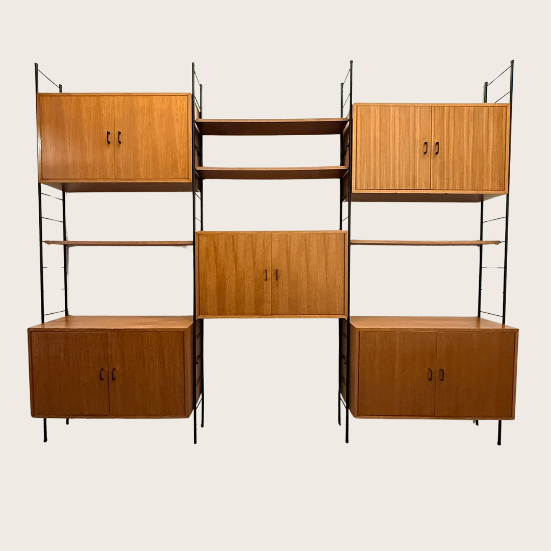 Vintage modulair wandmeubel in stijl van Nisse Strinning – 245 cm