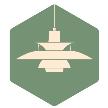 Een gestileerde lamp met een hexagonale achtergrond in groene tinten.